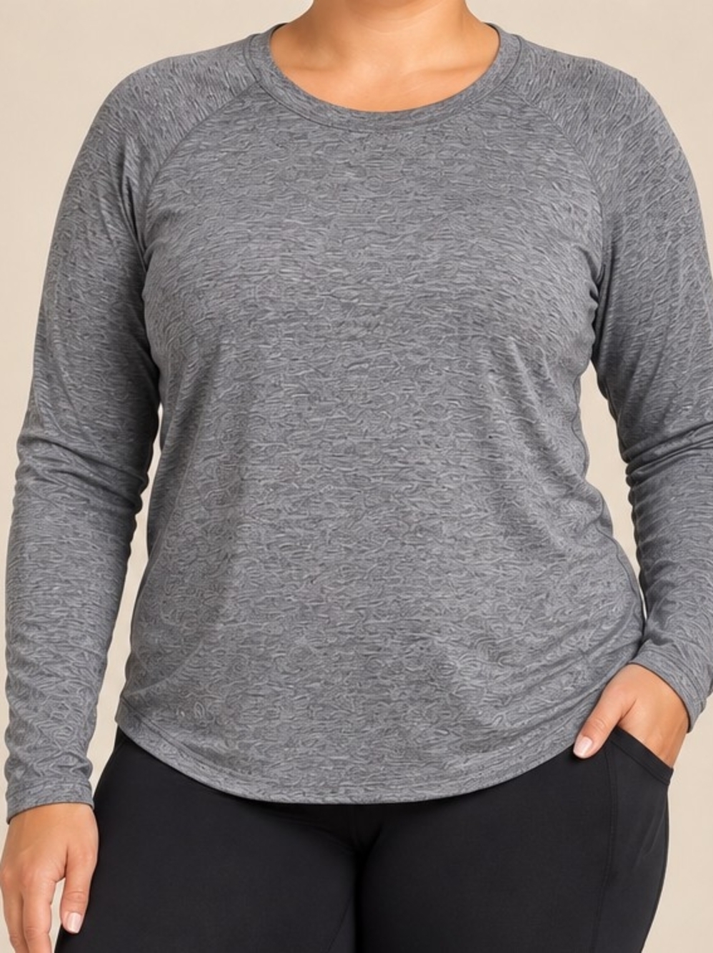 lululemon Size XL Heather Gray Long Sleeve Crewneck Athletic Top
